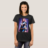 Vivid Retro 50's Vrouw Sci Fi Space Ranger T-shirt (Voorkant volledig)