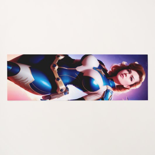 Vivid Retro 50's Vrouw Sci Fi Space Ranger Yogamat (Achterkant (horizontaal))