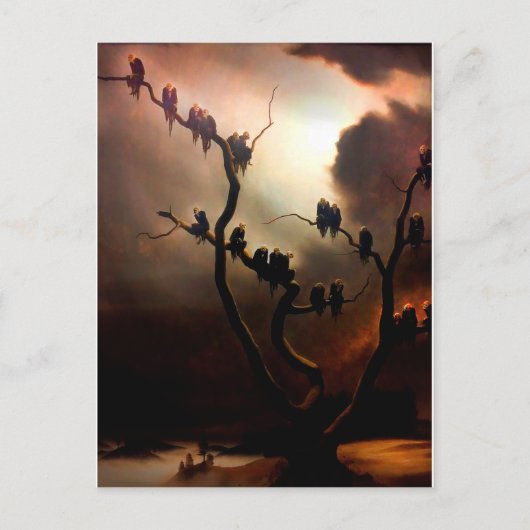 Vivid Retro - Ghosts in een boom Uitnodiging Briefkaart (Voorkant)