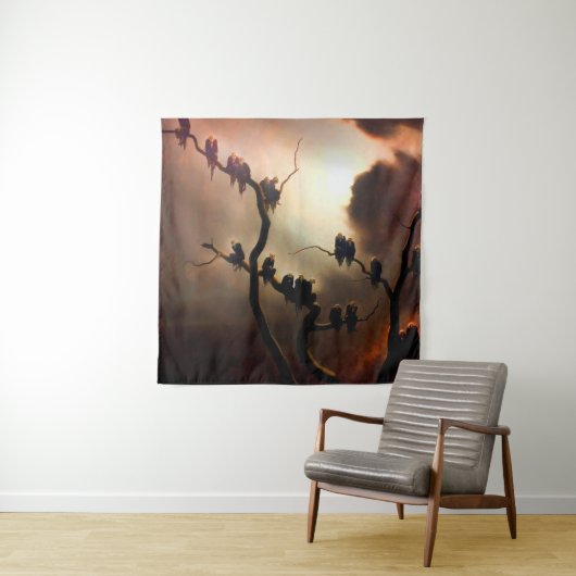 Vivid Retro - Ghosts in een boom Wandkleed (In Situ (horizontaal))