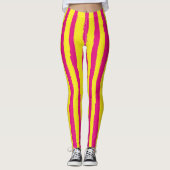 Vivid roze en gele verticale strips Leggings (Voorkant)