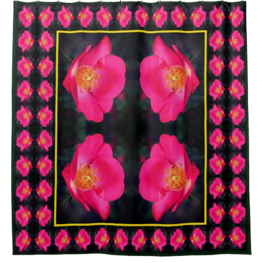 Vivid roze Rose Petals Abstract flessenpatroon Douchegordijn (Voorkant)