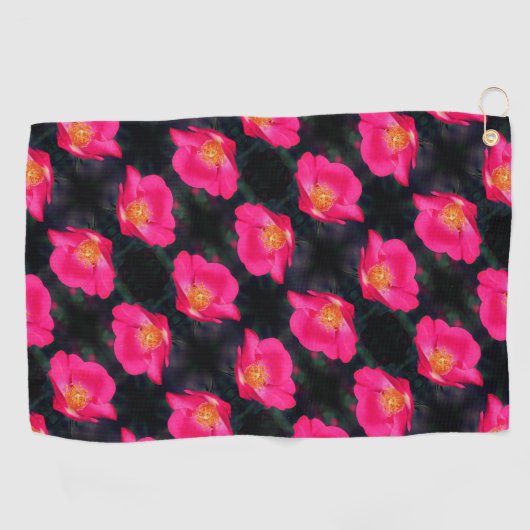 Vivid roze Rose Petals Abstract flessenpatroon Golfhanddoek (Horizontaal)