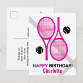 Vivid roze tennis rackets Briefkaart op de geboort (Voorkant / Achterkant)