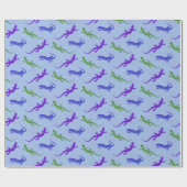 Vivid Salamander Silhouette in Blue Cadeaupapier (Vlak)