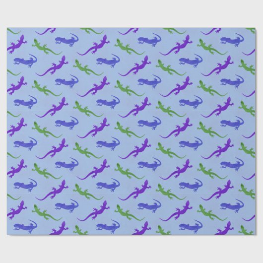 Vivid Salamander Silhouette in Blue Cadeaupapier (Vlak)