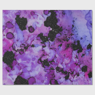 Vivid Shimmering Black en Paarse inktspiegel Cadeaupapier