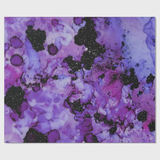 Vivid Shimmering Black en Paarse inktspiegel Cadeaupapier (Vlak)
