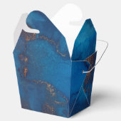 Vivid Shimmering Navy Blue en Copper Ink Splash Bedankdoosjes (Geopend)