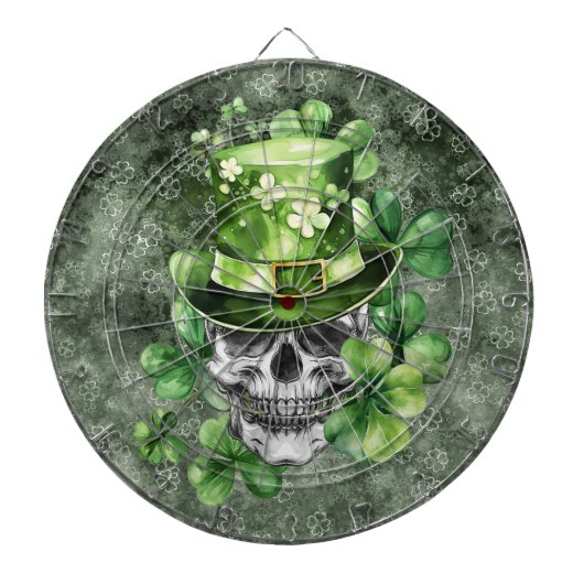 Vivid Skull with Green Hat Illustration Dartbord (Voorkant)