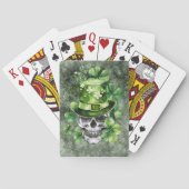 Vivid Skull with Green Hat Illustration Pokerkaarten (Achterkant)