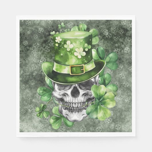 Vivid Skull with Green Hat Illustration Servet (Voorkant)
