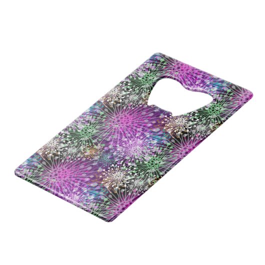 Vivid Spotty Pattern Creditkaart Flessenopener (Voorkant Gekanteld)