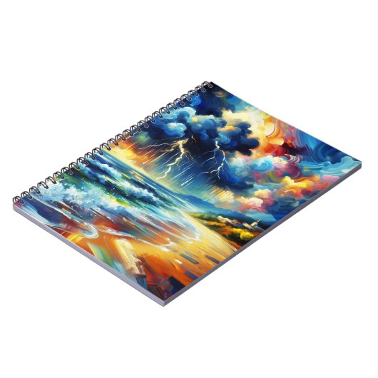 Vivid Stormy Beach Painting Notebook Notitieboek (Linkerzijde)
