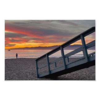 Vivid Sunset Color -  Marina Del Rey, CA Foto Afdruk