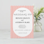 Vivid Tangerine   Blush Striped Elegant Wedding Kaart (Staand voorkant)