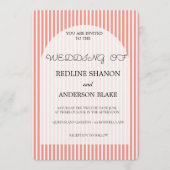 Vivid Tangerine   Blush Striped Elegant Wedding Kaart (Voorkant)