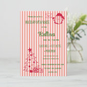 Vivid Tangerine stripped Holiday Open House  Kaart (Staand voorkant)