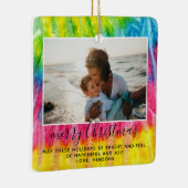 Vivid Tie Dye Merry-kersttijdserie Foto Keramisch Ornament (Rechts)