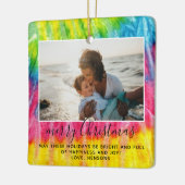 Vivid Tie Dye Merry-kersttijdserie Foto Keramisch Ornament (Links)