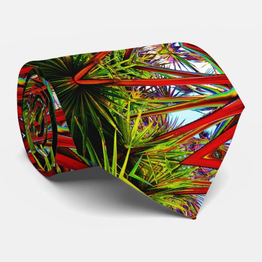 Vivid Tropical Exotic Modern Abstract Stropdas (Opgerold)