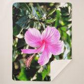 Vivid Tropical Pink Hibiscus Sherpa Deken (Voorkant)
