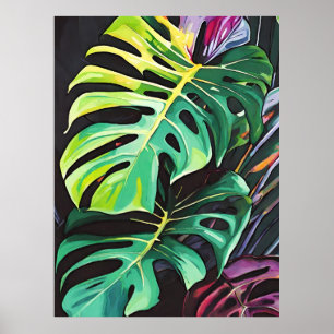 Vivid Tropics Monstera laat artprint achter Poster