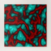 Vivid Turquoise en Coral Red Abstract Art Legpuzzel (Horizontaal)