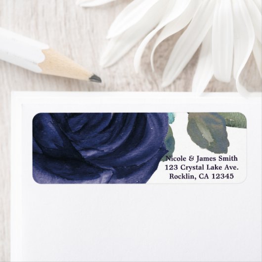 Vivid Vibrant Indigo Paars Blue Floral Weddenschap Etiket (Insitu)