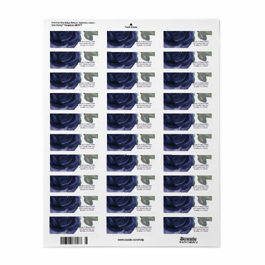 Vivid Vibrant Indigo Paars Blue Floral Weddenschap Etiket (Full Sheet)
