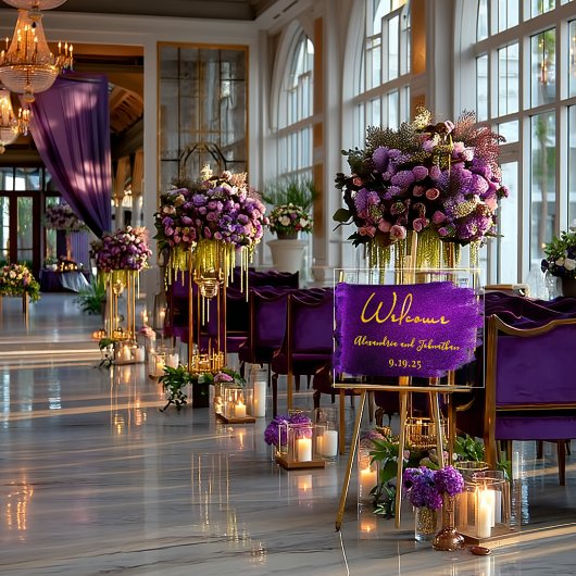 Vivid Violet Paarse en gouden acryl bruiloft Acryl Bord