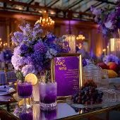 Vivid Violet Paarse Wedding Bar Menu Glanzend Post Perfect Poster