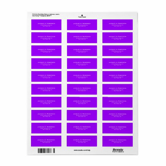 Vivid Violet Plain Elegant Contemporary Unique Etiket (Full Sheet)