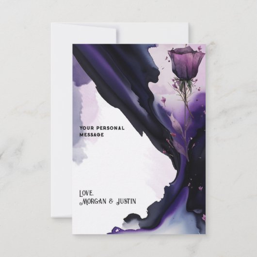 Vivid Violet Roos bruiloft dank u kaart (Achterkant)