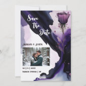 Vivid Violet Roos Bruiloft Save the Date (Voorkant)