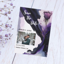 Vivid Violet Roos Bruiloft Save the Date