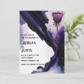 Vivid Violet Roos Waterverf bruiloft uitnodigingen (Staand voorkant)