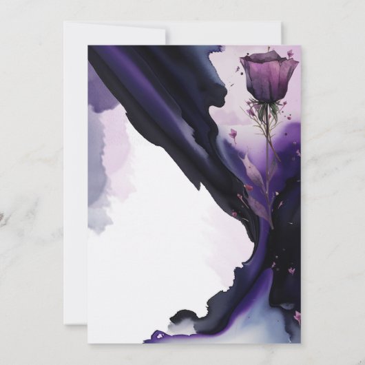 Vivid Violet Roos Waterverf bruiloft uitnodigingen (Achterkant)