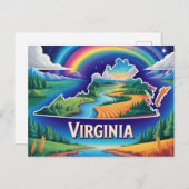 Vivid Virginia Conceptual Map Art Briefkaart (Voorkant / Achterkant)