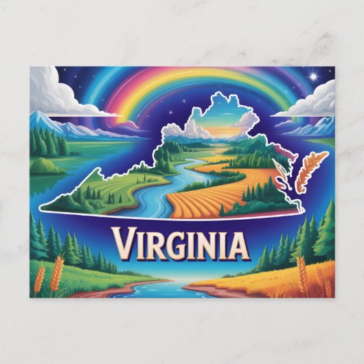 Vivid Virginia Conceptual Map Art Briefkaart (Voorkant)