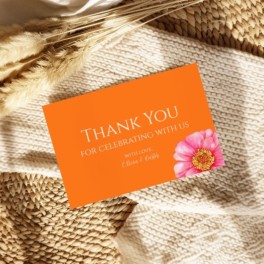 Vivid Vows Bold Floral Wedding Thank You Card Bedankkaart