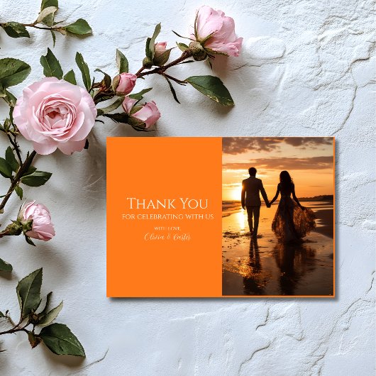 Vivid Vows Modern Photo Wedding Thank You Card Bedankkaart