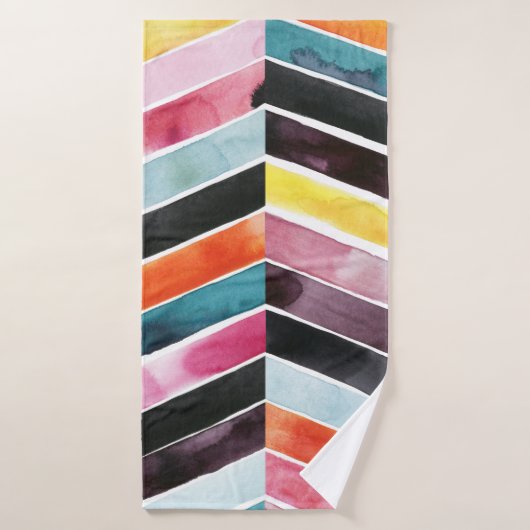 Vivid Waterverf Chevron I Bad Handdoek (Badhanddoek)