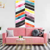 Vivid Waterverf Chevron I Canvas Afdruk (Insitu (Woonkamer))