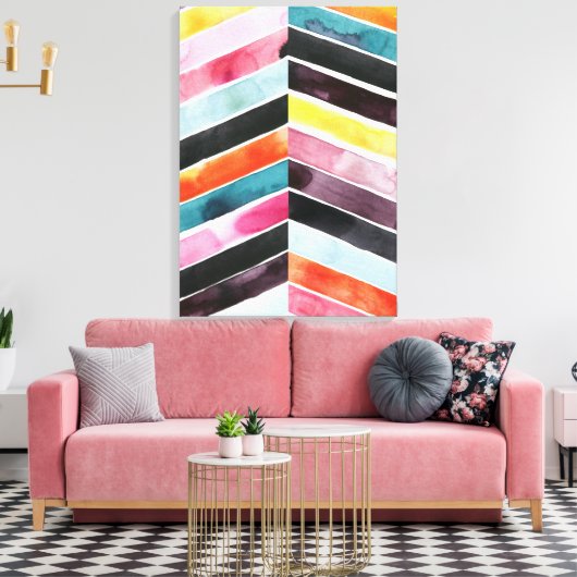 Vivid Waterverf Chevron I Canvas Afdruk (Insitu (Woonkamer))