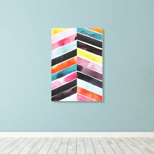 Vivid Waterverf Chevron I Canvas Afdruk (Insitu (Houten vloer))