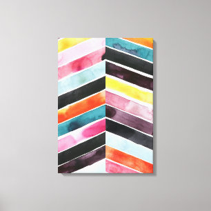 Vivid Waterverf Chevron I Canvas Afdruk