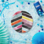 Vivid Waterverf Chevron I Papieren Bordje (Feest)