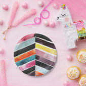 Vivid Waterverf Chevron I Papieren Bordje (Feest)