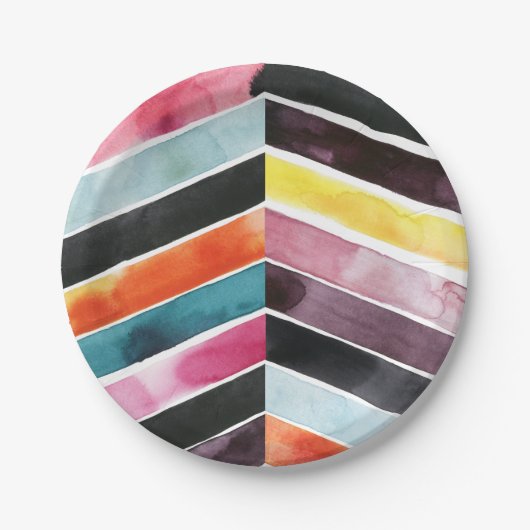 Vivid Waterverf Chevron I Papieren Bordje (Voorkant)